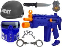Lean-toys Rendőrségi SWAT készlet maszk sisak jelvény pisztoly 36 cm