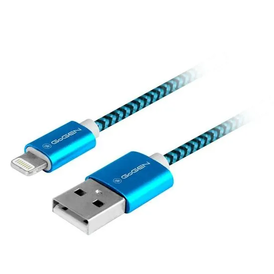 GoGEN USB/lightning kábel, 1m, fonott, GOGLIGHTN100MM26, kék