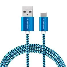 GoGEN USB/USB-C kábel, 1m, fonott, GOGUSBAC100MM26, kék