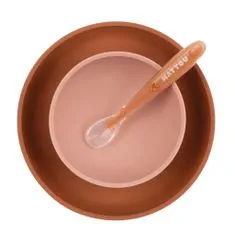 Nattou étkezési szilikon szett 4 db rózsaszín, BPA nélküli, melltartóval
