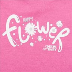NEW BABY 2-részes pamut együttes Happy Flower sötét rózsaszín 92 (18-24 h) Rózsaszín