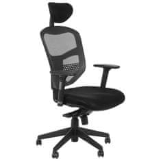 STEMA Forgó irodai szék HN-5038. Állítható fejtámla, háttámla és kartámasz. Deréktámasz. Szinkron mechanizmus csúsztatható (elöl-hátsó) üléssel. Nylon alap. Hálós háttámla. Szín fekete/szürke.