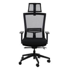 STEMA Forgatható ergonomikus irodai szék HOPE, nylon talp, állítható kartámasz, fejtámla, önkiegyensúlyozó szinkron mechanizmus, állítható ülés (elöl-hátsó), fekete