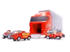 shumee Szállító teherautó TIR kilövő + fém autók tűzoltóság