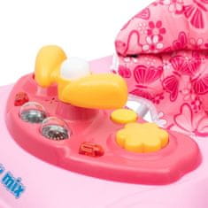Baby Mix Gyerek bébikomp kormánykerékkel szilikon kerekek rózsaszín