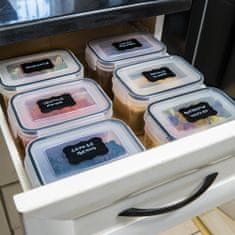 Újrafelhasználható ételtárolók légmentesen záródó fedéllel konyhába - Mikrohullámú sütőben, mosogatógépben és fagyasztóban is használható - BPA-mentes műanyag - 18 darabos készlet - fekete