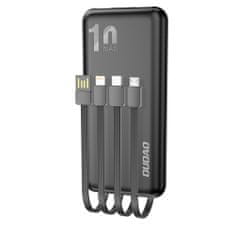 DUDAO K6Pro Power Bank 10000mAh 2x USB + kábel USB / USB-C / Lightning / Micro USB, fekete