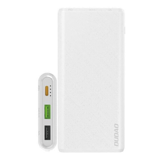 DUDAO K12PQ Power Bank 10000mAh 2x USB / USB-C 18W QC, fehér