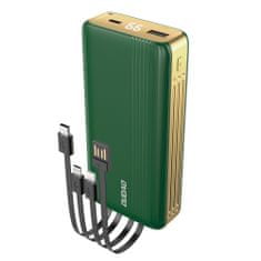 DUDAO K4Pro Power Bank 20000mAh 1x USB + kábel USB-C / Lightning / Micro USB, zöld