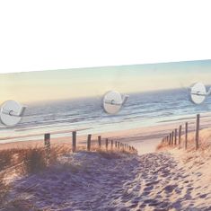 Greatstore tengerpart mintájú edzett üveg fali kabáttartó 80 x 30 cm