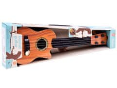 RAMIZ Kisméretű 4 húros gitár pengetővel sötét fa mintázattal