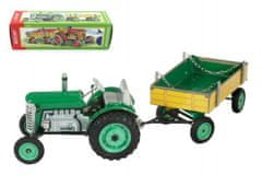 KOVAP Traktor Zetor talicskával zöld kulcsos fém 28cm