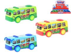 12 cm-es busz lendkeréken mozgó képek az ablakokban - színkeverék (zöld, sárga, kék)
