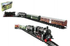 Teddies Vonat + 3 kocsi sínekkel 24db műanyag elemes, fény- és hangjelzéssel működő vonat