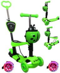 R-Sport háromkerekű gyerekrobogó H3 zöld 5 az 1-ben LED kerekekkel