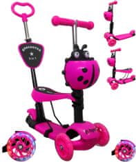 R-Sport Gyermek háromkerekű roller H3 Rózsaszín 5 az 1-ben LED kerekekkel