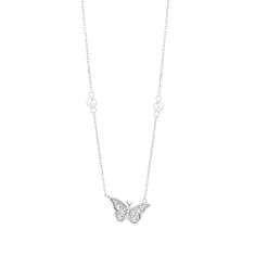 Preciosa Bájos ezüst nyaklánc cirkónium kövekkel és folyami gyöngyökkel Metamorph 5360 00