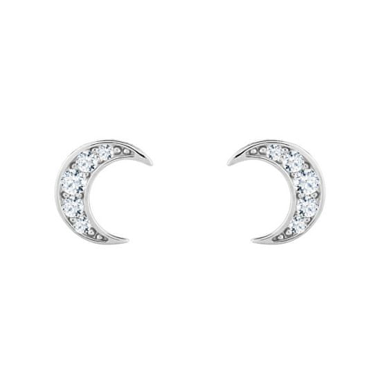 Preciosa Csillogó ezüst bedugós fülbevalók köbös cirkónium kövekkel Moon Star 5363 00