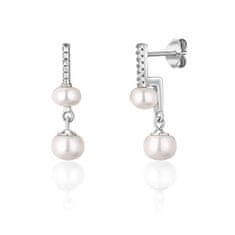 JwL Luxury Pearls Ötletes ezüst fülbevaló valódi gyöngyökkel és cirkónium kövekkel JL0773