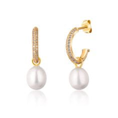 JwL Luxury Pearls Gyönyörű aranyozott karika fülbevaló valódi gyöngyökkel 2 az 1-ben JL0771