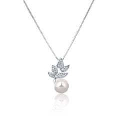 JwL Luxury Pearls Gyönyörű ezüst nyaklánc valódi gyönggyel és cirkónium kövekkel JL0785 (lánc, medál)