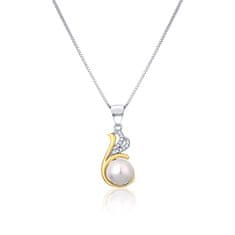 JwL Luxury Pearls Ezüst bicolor nyaklánc valódi gyönggyel és cirkónium kövekkel JL0786 (lánc, medál)