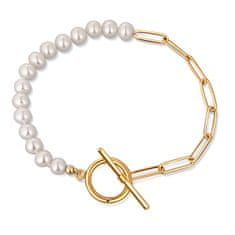 JwL Luxury Pearls Trendi aranyozott karkötő valódi folyami gyöngyökkel JL0789