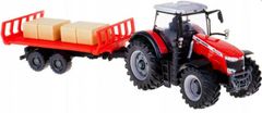 BBurago 10 cm-es mezőgazdasági traktor Messey Ferguson 8740S széna csúszdával