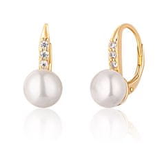 JwL Luxury Pearls Sárga aranyozott fülbevaló gyöngyökkel és cirkónium kövekkel JL0769
