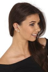 JwL Luxury Pearls Luxus aranyozott aszimmetrikus fülbevaló gyöngyökkel és cirkónium kövekkel - jobb oldali fülbe JL07