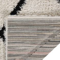 Greatstore fekete és krémszínű hosszú szálú bozontos szőnyeg 80 x 150 cm