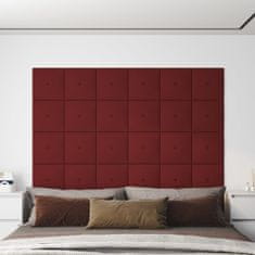 Greatstore 12 db bordó szövet fali panel 30 x 30 cm 1,08 m²