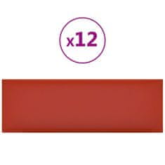 Greatstore 12 db piros műbőr fali panel 90 x 30 cm 3,24 m²