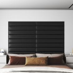 shumee 12 db fekete műbőr fali panel 90 x 15 cm 1,62 m²