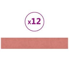 Greatstore 12 db rózsaszín bársony fali panel 90x15 cm 1,62 m²