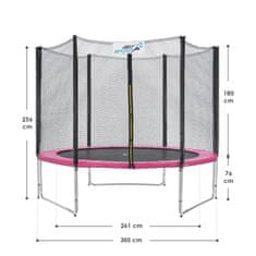 Juskys Jampino trambulin 3,05 méter átmérőjű védőhálóval és létrával rózsaszín
