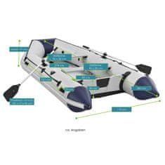 Juskys Felfújható csónak - szürke alumínium aljjal - 3,80 m