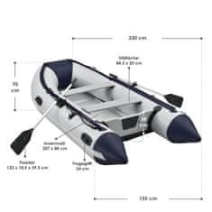 Juskys Felfújható csónak – szürke, alumínium padlóval és két ülőpaddal – 3,20 m