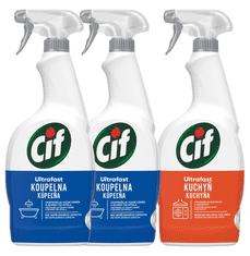 Cif Ultrafast Fürdőszobai tisztító spray 2 x 75 ml + Ultrafast Konyha 750 ml