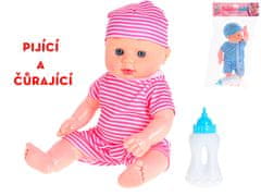 29 cm-es baba ivó és pisilő cumisüveggel - vegyes színek (kék, rózsaszín)