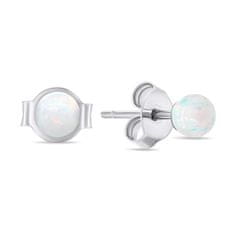 Brilio Silver Finom ezüst fülbevaló fehér szintetikus opálokkal EA625W