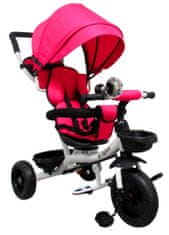 R-Sport Gyermek háromkerekű vezetőrúddal, fék nélkül T4, 360°-ban forgatható kerekek Rózsaszín