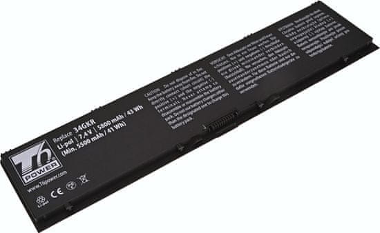 T6 power Akkumulátor Dell Latitude E7440 Touch készülékhez, Li-Poly, 7,4 V, 5800 mAh (43 Wh), fekete