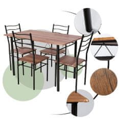 Timeless Tools Fémvázas étkezőasztal 4 székkel