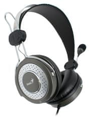 Genius HS-04SU - zárt fejhallgató, 3,5 mm-es csatlakozó, fekete/ezüst, mikrofon, hangerőszabályzó a kábelen