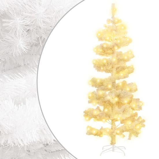 Vidaxl fehér kacskaringós PVC karácsonyfa állvánnyal és LED-del 150 cm 344653