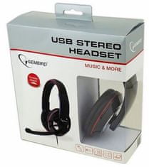 Gembird MHS-U-001 - fejhallgató, USB, fekete