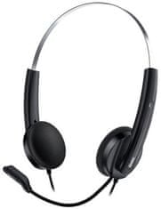 Genius HS-220U, Fejhallgató, fejhallgató, vezetékes, mikrofonnal, hangerőszabályzóval, USB, fekete és ezüst színű