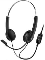 Genius HS-220U, Fejhallgató, fejhallgató, vezetékes, mikrofonnal, hangerőszabályzóval, USB, fekete és ezüst színű