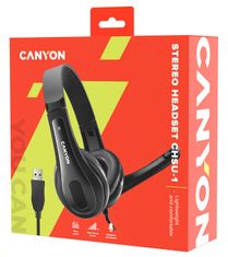 Canyon fejhallgató CHSU-1, könnyű, USB csatlakozó, fekete